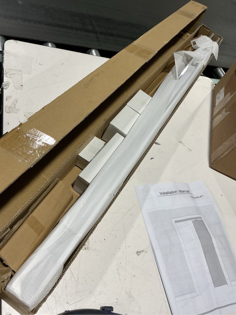 Condition photo showing New/Like New for pocket door hardware kit, 8ft spliced aluminum track, 92" quiet & smooth sliding, suitable for door width 24"-48"