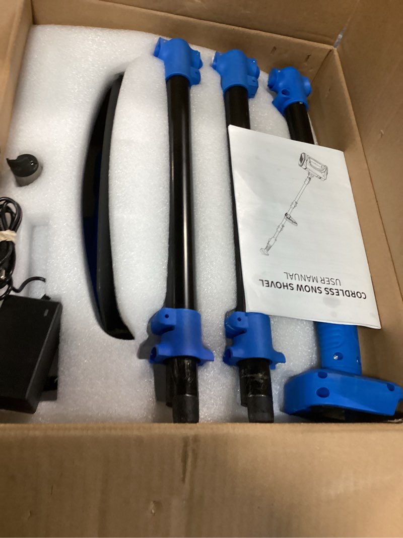 Condition photo showing Good Condition for Electric Cordless Snow Shovel, 14.4-Inch | 24V | 5.0Ah Brushless Cordless Snow Blower with Battery and Charger, 26ft Throwing Distance, 5000RPM/Min, Snow Removal for Driveway/Steps/Patio/Sidewalk Blue