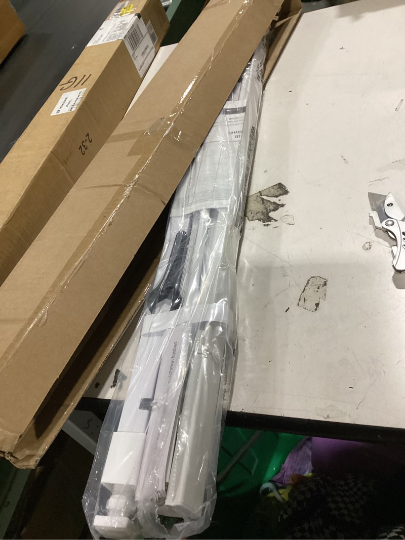 Condition photo showing New/Like New for lazblinds no tools no drill 1" vinyl mini blinds, cordless blinds for windows, light filtering horizontal window blinds & shades, 32" w x 64" h, white cordless-white 32" w x 64" h