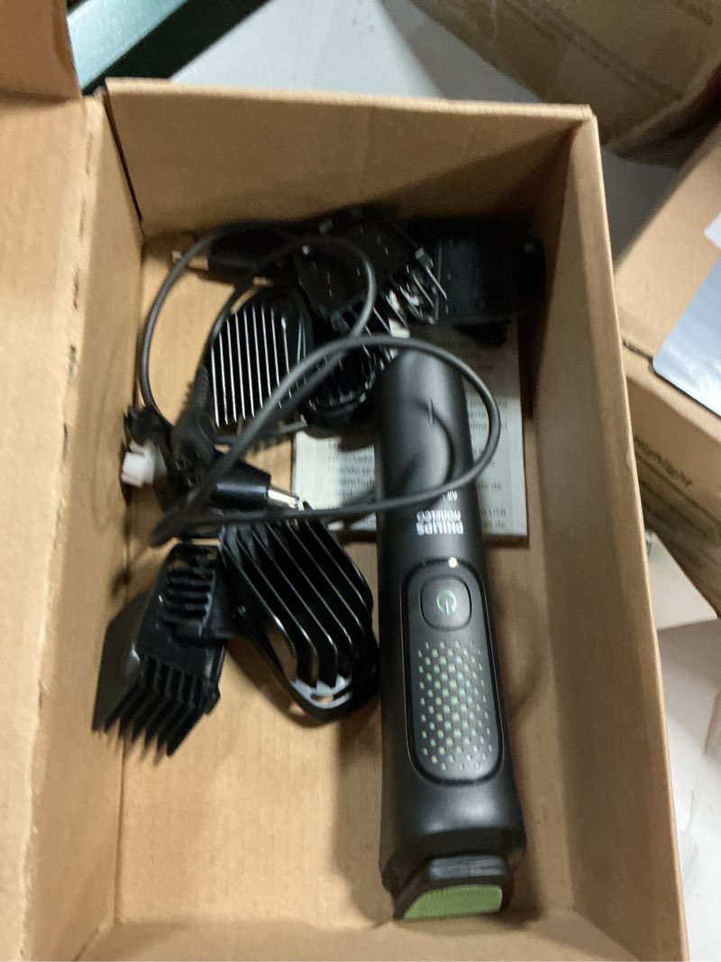 Condition photo showing Good Condition for philips norelco all-in-one 3000 series 13 in 1 trimmer, beard styler & men's hair clipper, 9 length settings & self-sharpening skin-friendly blades, mg3919/50 black mg3919/50 - 13 pieces + comfort blades