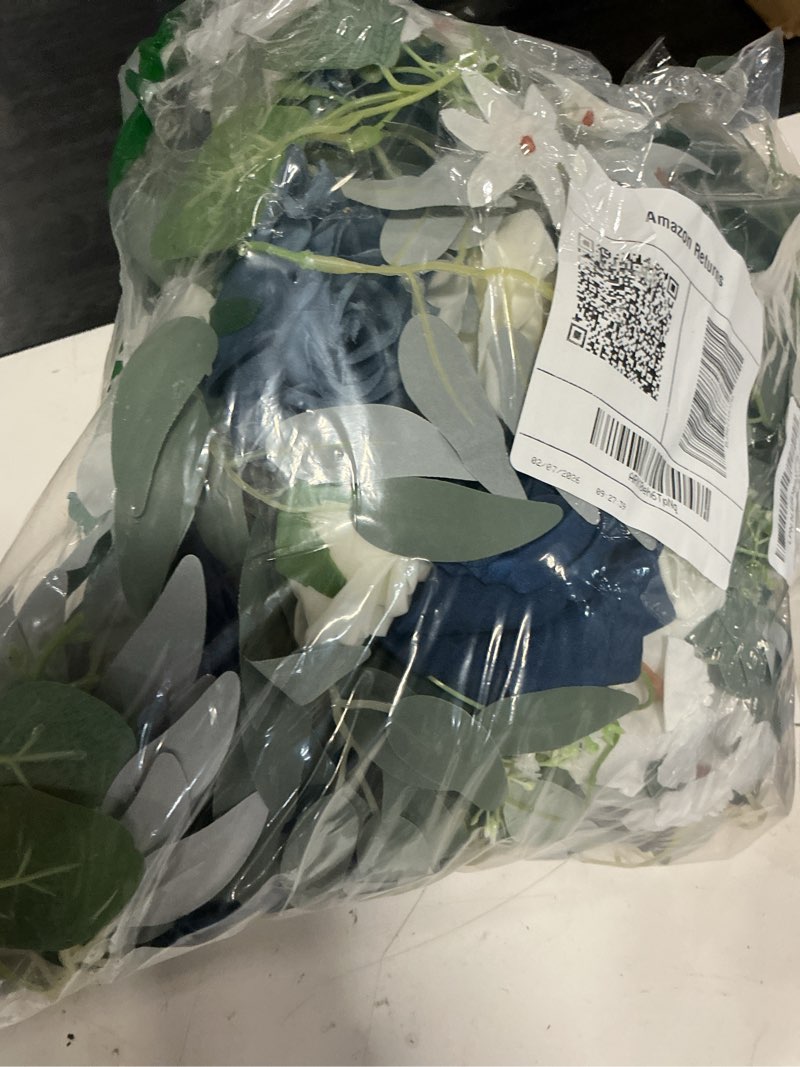 Condition photo showing Good Condition for hotop wedding arch flowers set of 4 artificial flower swag wedding faux floral swag with 10 cable tie and 8 clip for party welcome signs ceremony reception backdrop decor(deep sea blue gradient) deep sea blue gradient 4