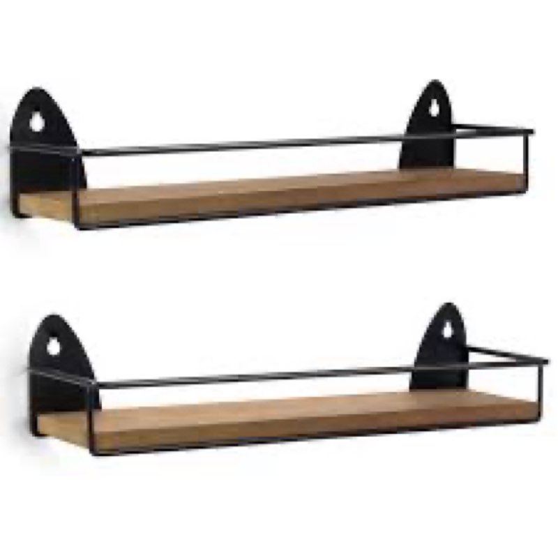 TJ.MOREE 2 Pack Spice Rack Wall Mount Rustic Style Hanging Spice Organizer for Wall, Kitchen Spice S