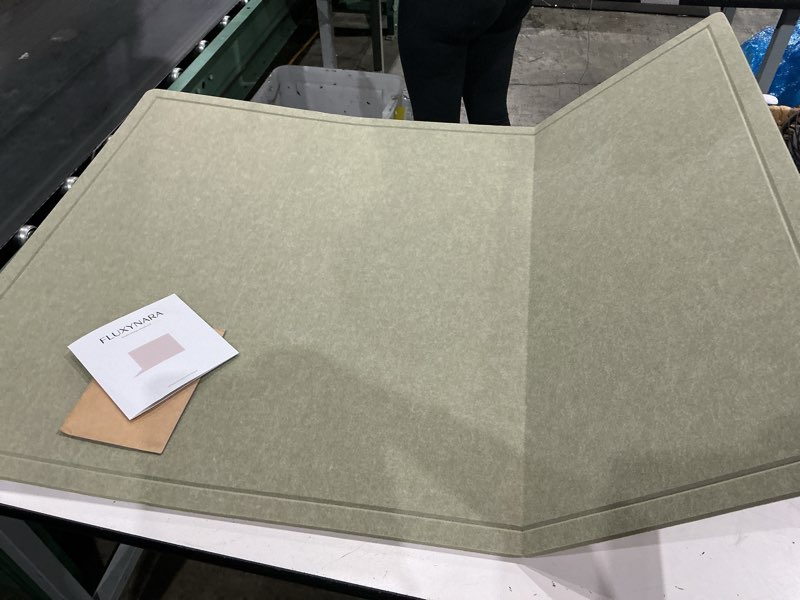 Condition photo showing As Is for fluxynara felt bulletin board & cork board alternative, sage green,simple design,deeply felt.