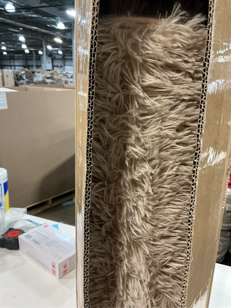 Condition photo showing As Is for Beige Fluffy Rug for Bedroom 6x9 ft - Ultra Soft & Non Slip Shaggy Area Rug, Comfy Durable Carpet for Living Room Kids Room Teens Dorm Home Decor, 1.7'' Thick Indoor Plush Carpets Beige 6x9 feet