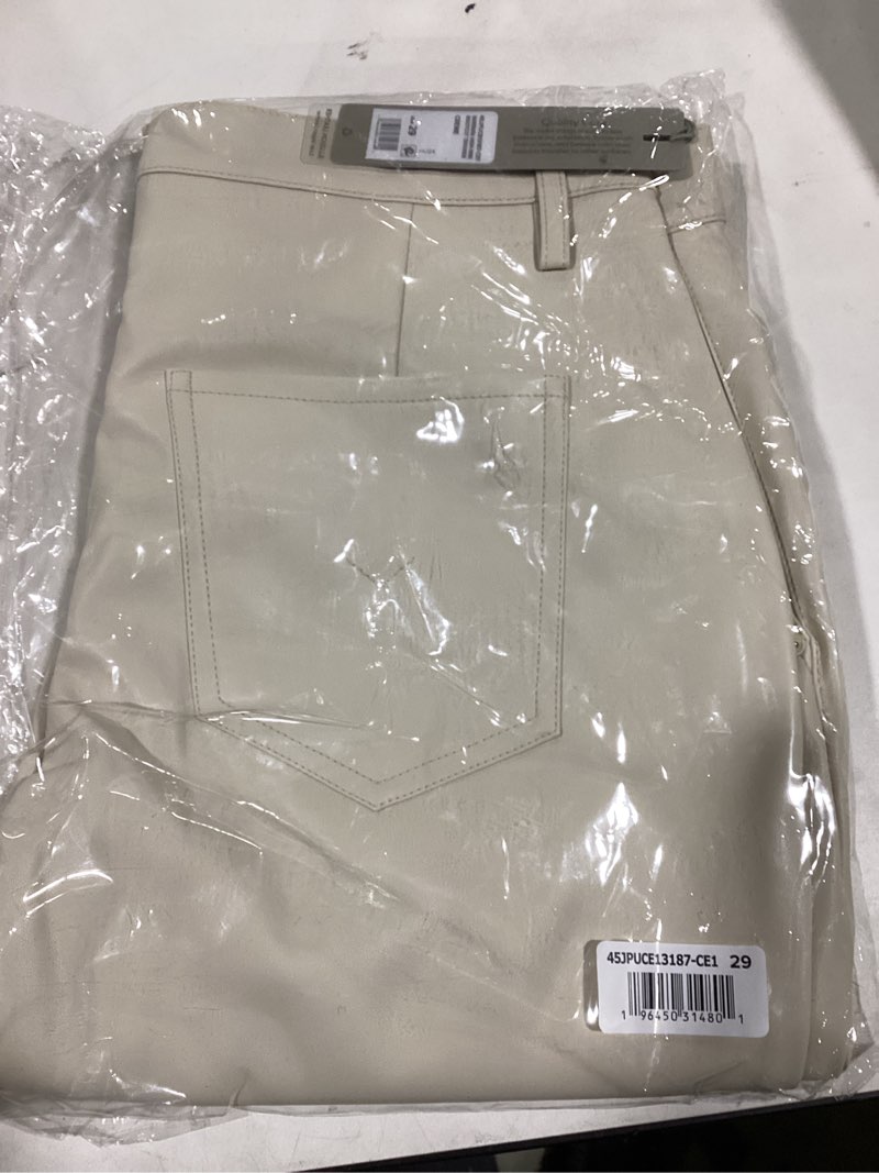 Condition photo showing As Is for Hudson Womens Barbara High Rise Bootcut Jean 29 Crème Vegan Leather