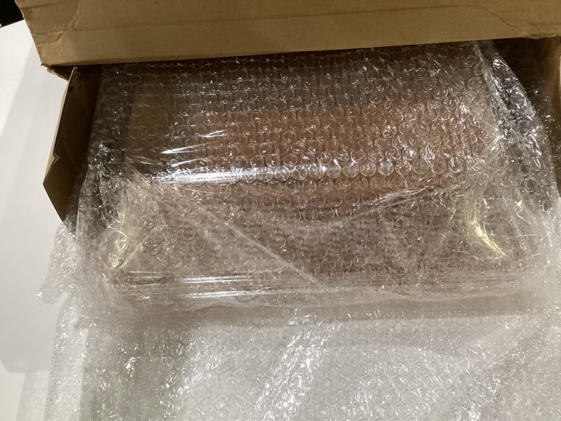 Condition photo showing New/Like New for Mumufy 2 Pack Wicker Large Bread Basket for Serving with Acrylic Lid Woven Rectangular Imitation Rattan Fruit Basket with Cover Food Vegetable Display Tabletop Restaurant Kitchen(17.72x13.78'')