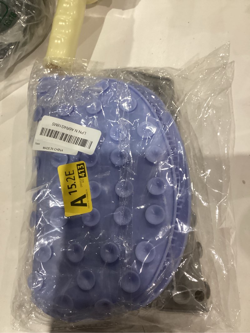 Condition photo showing As Is for Shower Foot and Back Scrubber Mat,Wall Mounted Shower Foot Scrubber with Suction Cups,Exfoliating Silicone Massage Foot Cleaner for Shower(Grey&Blue)