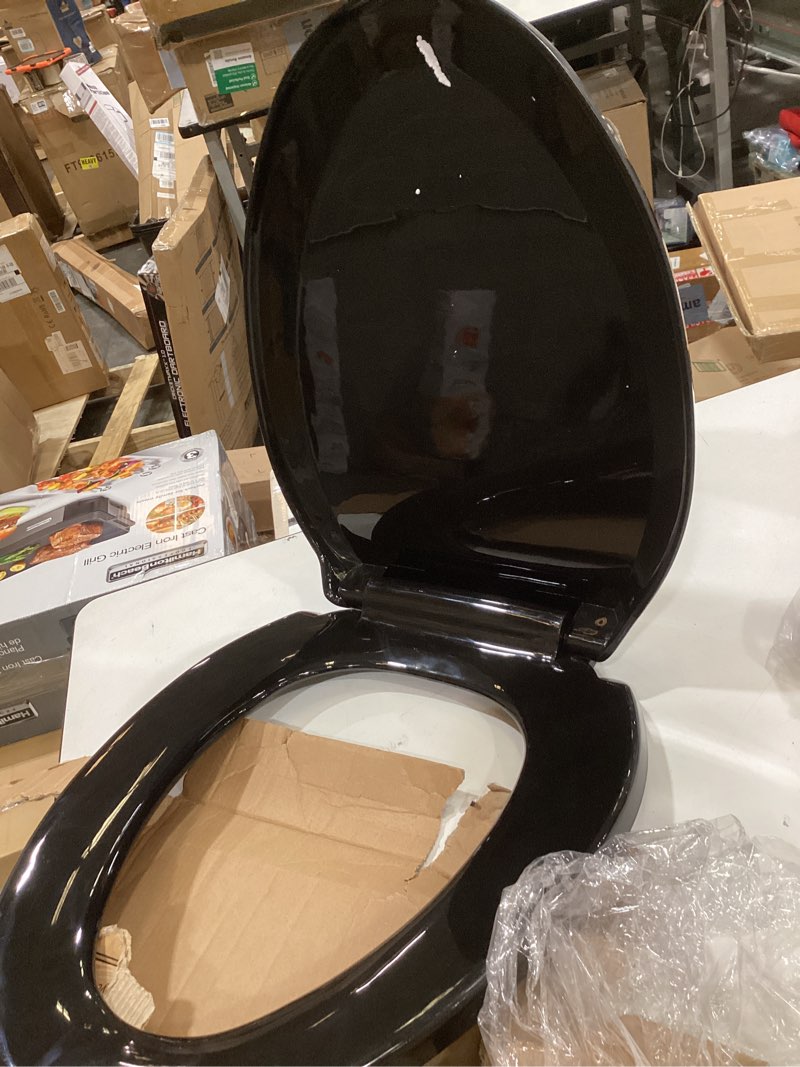 Condition photo showing Good Condition for renovators supply manufacturing plastic soft close toilet seat elongated quiet-close lid, contoured seat, easy to install and clean, grip-tight bumpers with adjustable mounting hardware, black
