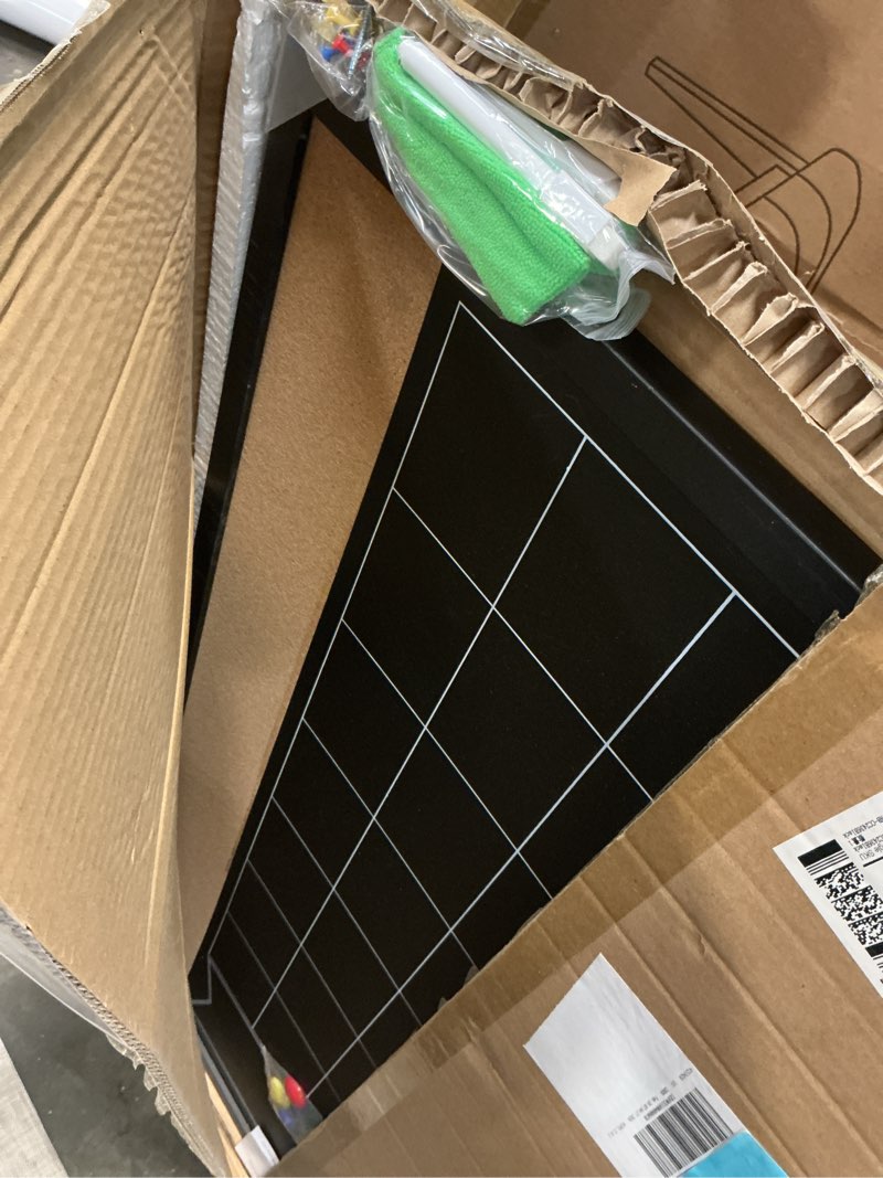 Condition photo showing Good Condition for Board2by Monthly Chalkboard Calendar & Cork Board for Wall, 24"x36" Magnetic Chalk Calendar Board Combo Board, Large Wall Mounted Combination Board Blackboard for Office, Kitchen, School, Home, Black Classic Black 24" x 36"