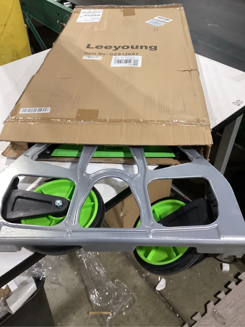 Condition photo showing Good Condition for Leeyoung Folding Hand Truck and Dolly,309 lb Capacity Aluminum Portable Cart with Telescoping Handle and PP+EVA Wheels Green 309lb