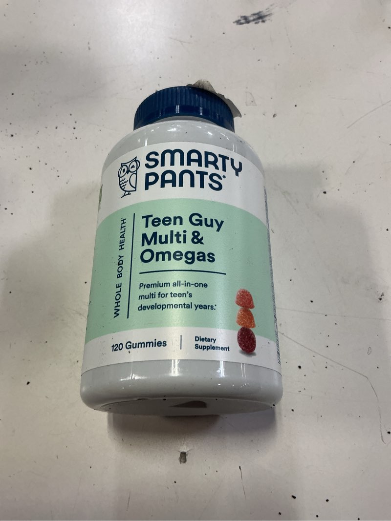 Condition photo showing New/Like New for (Exp 15/sep 2026) SmartyPants Teen Guy Formula, Daily Multivitamin Gummies: Vitamins C, B12, K, Zinc, & Biotin for Immune Support, Energy, Skin & Hair Support, Assorted Fruit Flavor, 120 Gummies (30 Day Supply) Old Formula