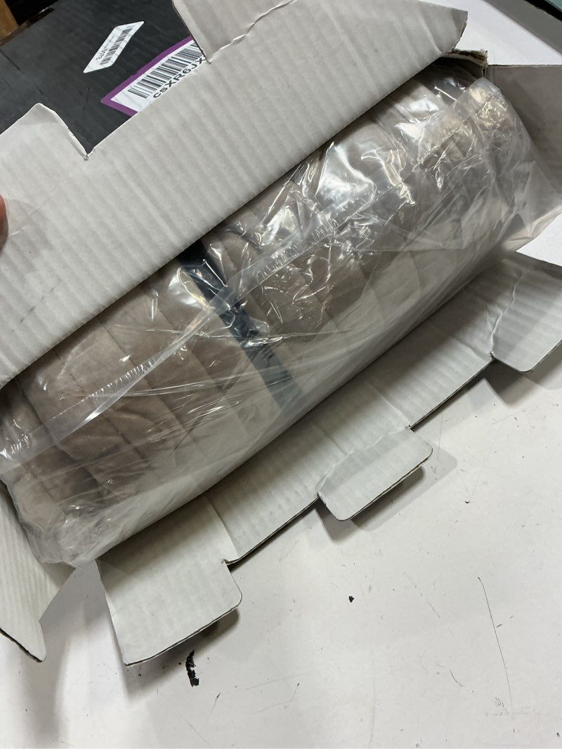 Condition photo showing New/Like New for evergrace velvet quilt set queen size, luxurious soft striped channel bedding set, lightweight velvet comforter for all season, oversized bedspread coverlet with 2 matching shams, beige taupe full/queen (90" x 92") beige taupe