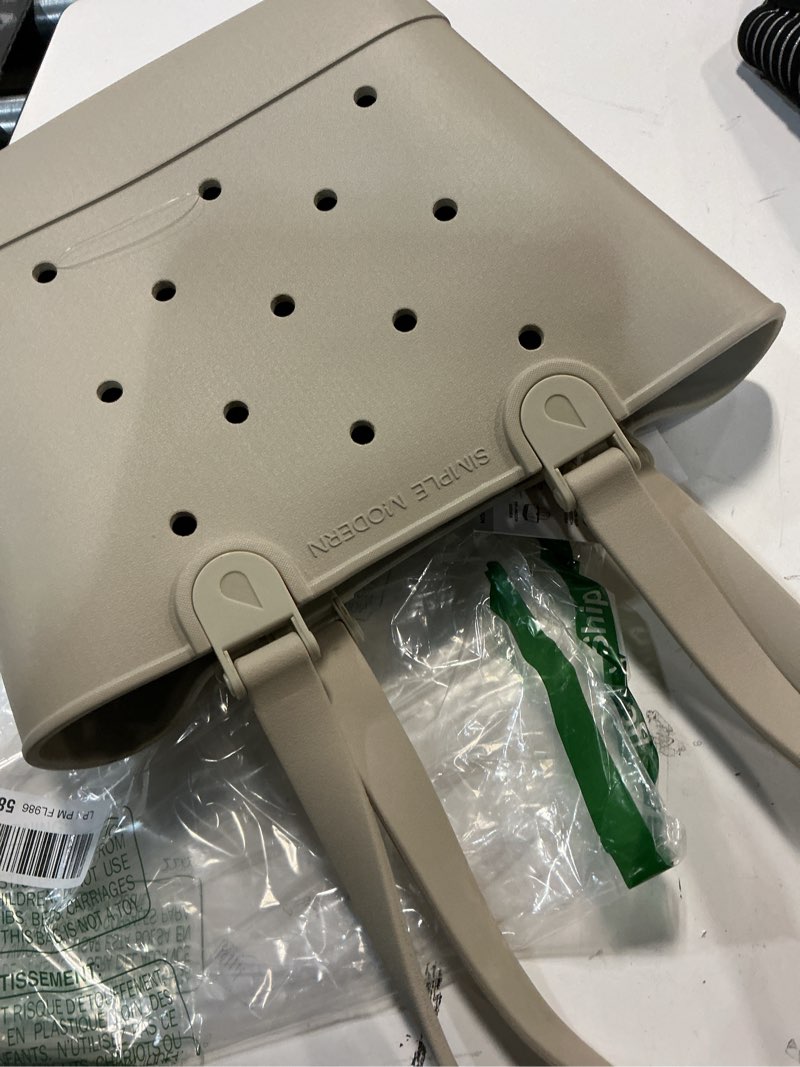 Condition photo showing New/Like New for Simple Modern Extra-Large Beach Bag | Waterproof Getaway Rubber Tote with Zipper Pocket for Travel, Pool, Boat, Groceries, Sports | Almond Birch Extra Large -Almond Birch