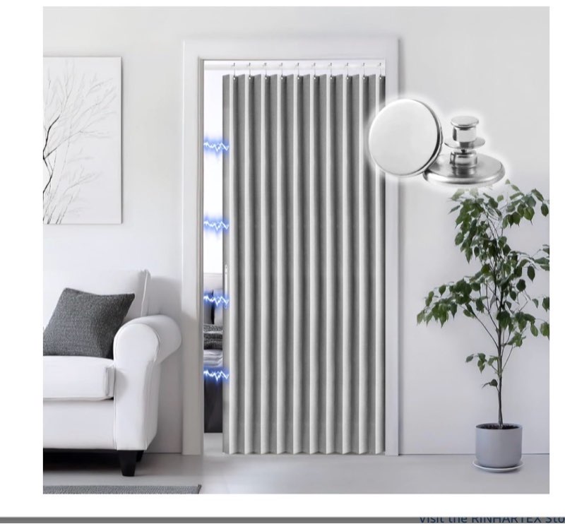 RINHARTEX Blackout Accordion Style Magnetic Door Curtain for Closet Pleated Folding Doorway Curtain Accordion Door Interior Room Divider Bedroom Bathroom Living Room (52x78,Grey)