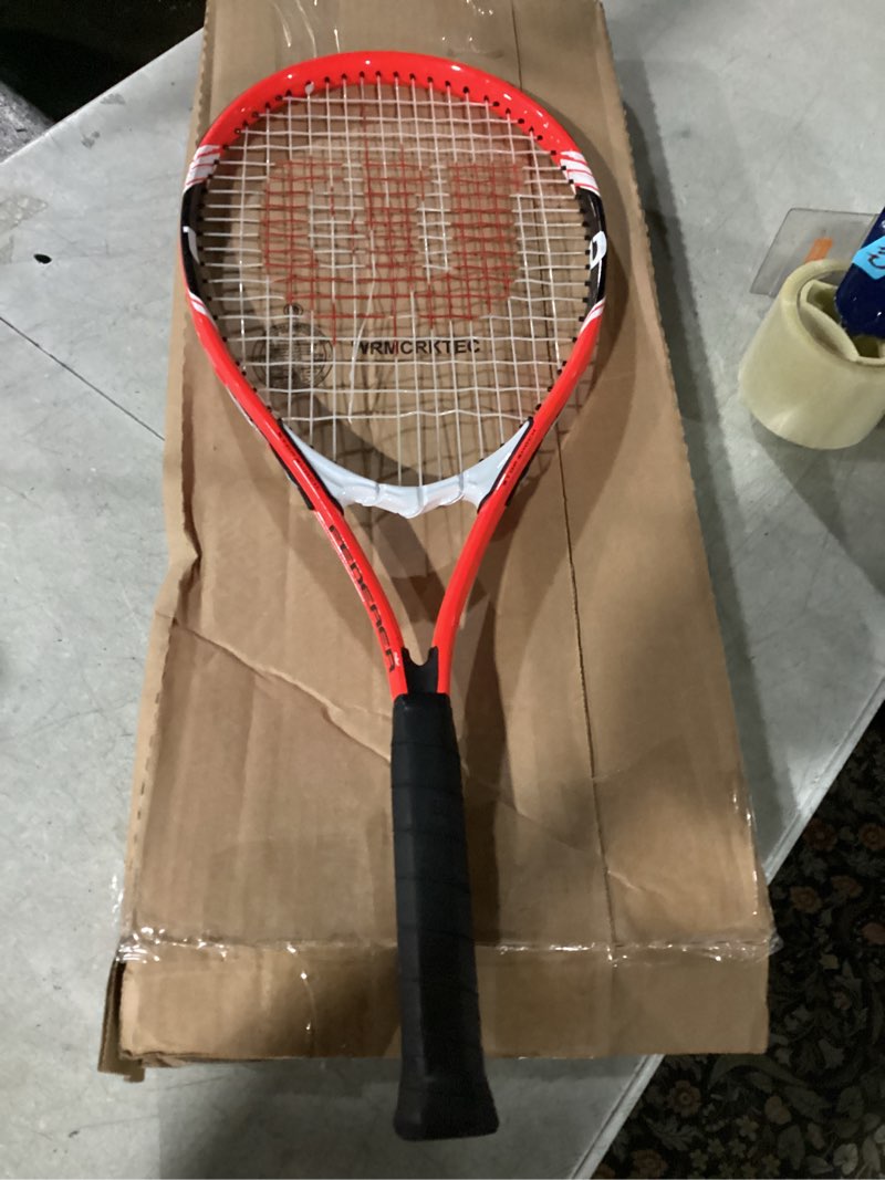 Condition photo showing Good Condition for Wilson Federer Adult Recreational Tennis Racket - Grip Size 3 - 4 3/8", Red/White/Black