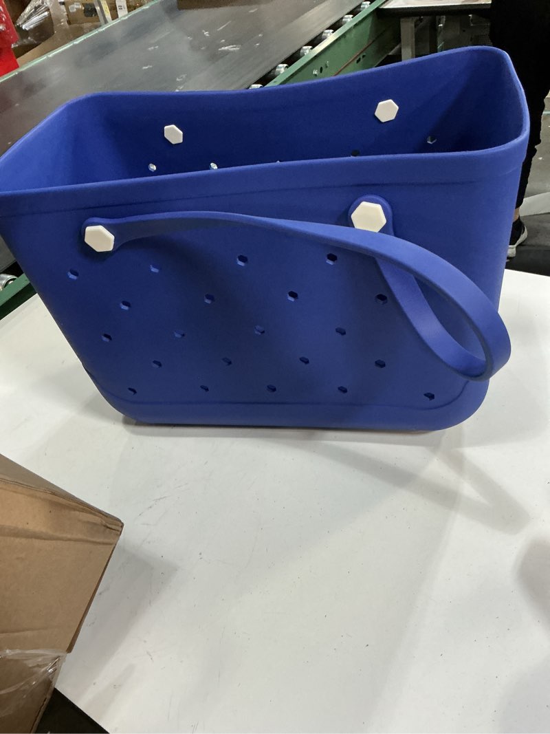 Condition photo showing Good Condition for rubber beach bag, waterproof travel tote bag for women outdoor summer beach tote washable bag open handbag for daily 04 deep blue x-large