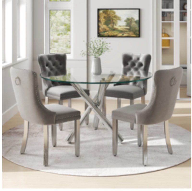 5-Piece Pedestal Dining Set (Incomplete, Box 2/2 )