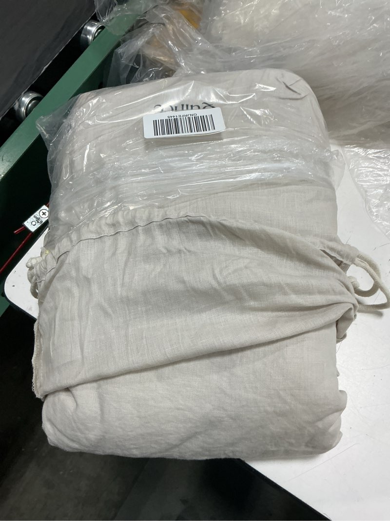 Condition photo showing As Is for quince european linen sheet set king color sand