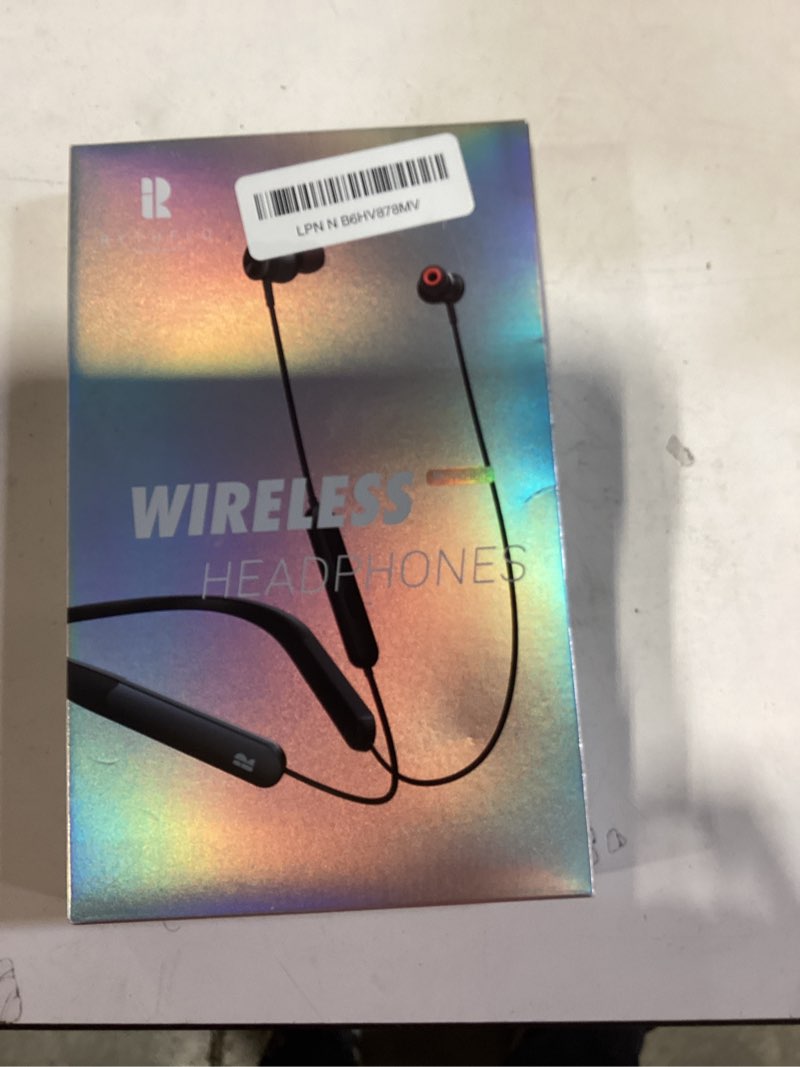 Condition photo showing New/Like New for rythflo bluetooth headphones, 150h playtime wireless bluetooth earbuds w/mic in-ear magnetic neckband earphone, ipx7 sweatproof deep bass headset for home, traveling, outdoor, business trips black