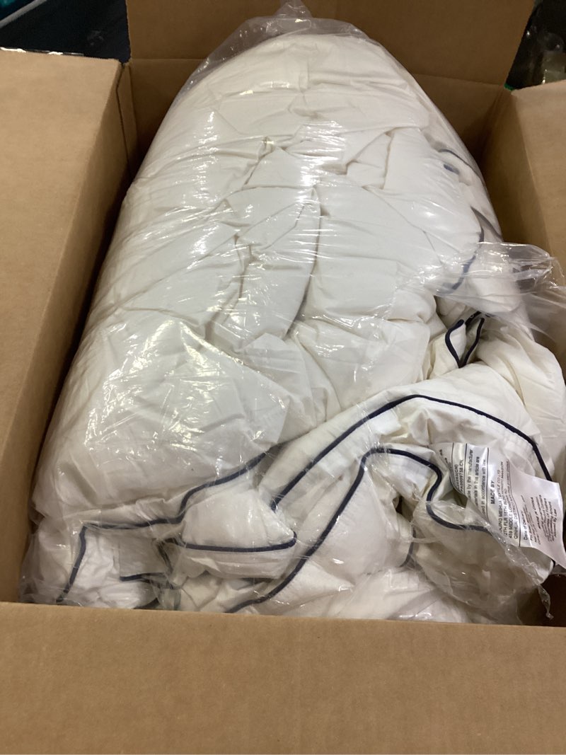 Condition photo showing As Is for Pacific Coast Goose Feather Down Fiber Comforters Queen Size, Extra Fluffy White Duvet Insert, Ultra-Soft, Breathable, All Season Hotel Luxury Bedding Comforters, 8 Corner & Center Loops (90"x90")