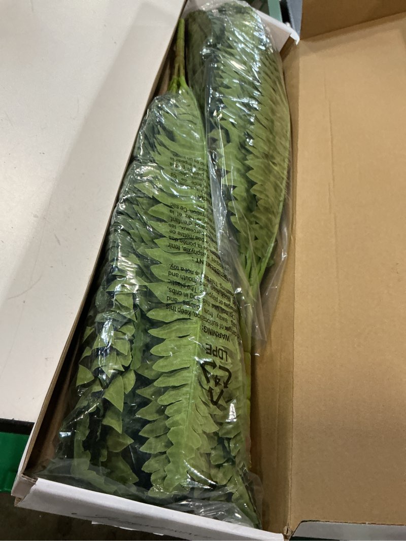 Condition photo showing Good Condition for forest prince 35" ferns artificial bush plants large, 2 artificial boston ferns with 39 fronds for outdoors home decor