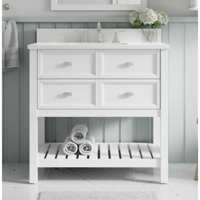 allen + roth canterbury 36-in white undermount single sink bathroom vanity