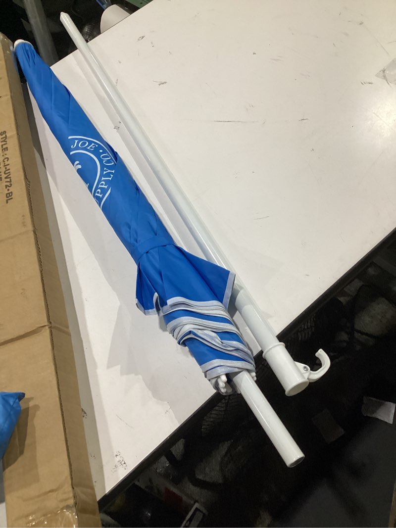 Condition photo showing New/Like New for caribbean joe beach sun umbrella, portable, uv protection, great for outdoor, shoulder carry bag, full 6 ft arc horizon stripe