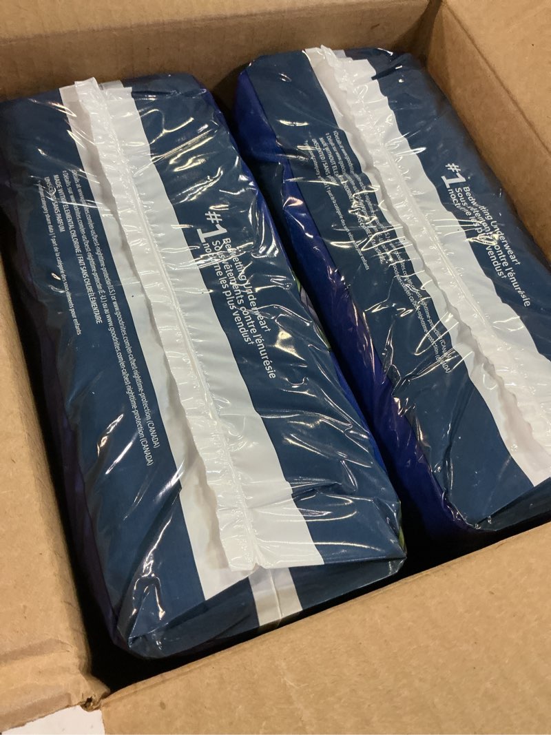 Condition photo showing Good Condition for goodnites boys nighttime underwear, size s/m, 44 ct, 2 packs of 22 small/medium 44