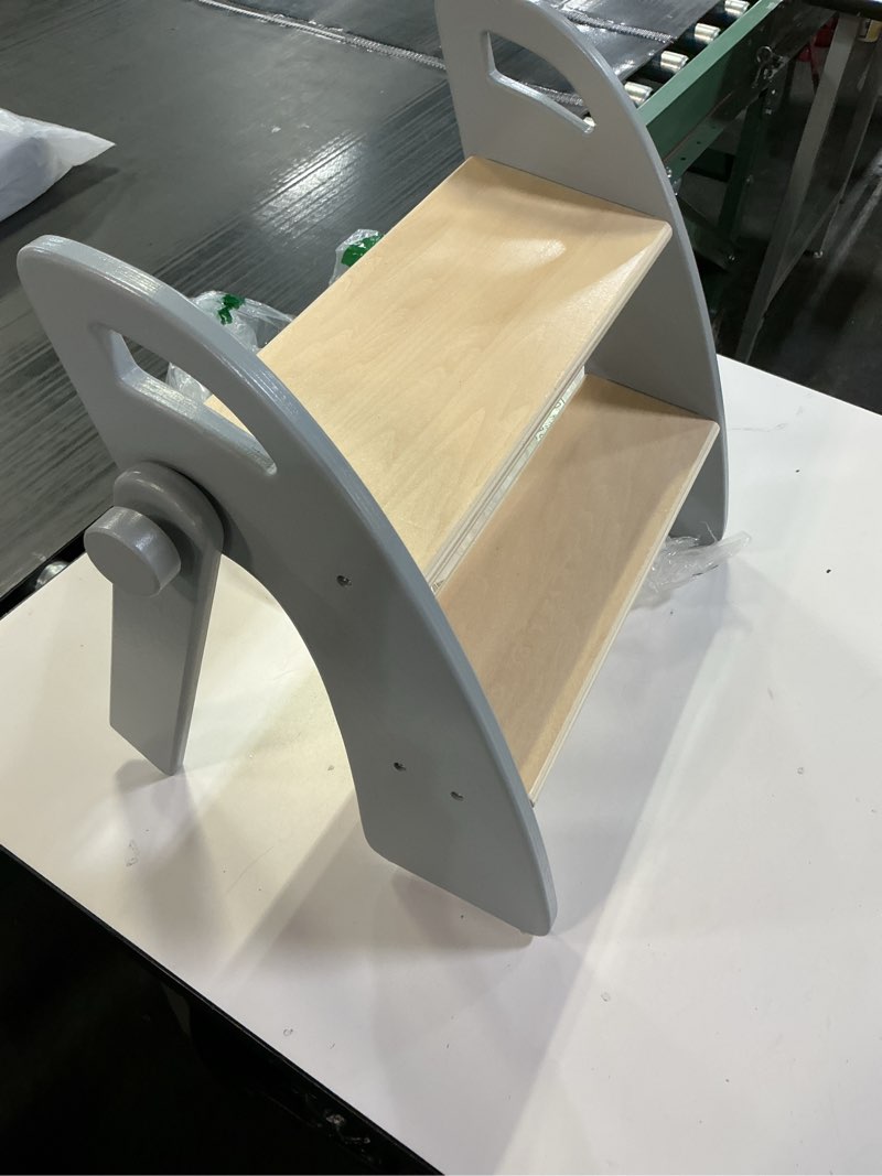 Condition photo showing Good Condition for Wooden Step Stool, Two Step Stools, 300 lb. Load Capacity, with Safety Non-Slip Pads and Handles, Bamboo Step Stool for Bathroom and Kitchen, Children's Christmas Gift (Grizzly)