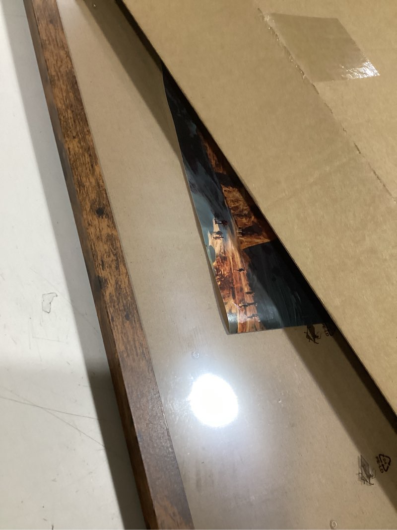 Condition photo showing Good Condition for 16x24 Picture Frame for Wall Hanging, Wood 16 x 24 Frame 40x60 cm Poster Photo Frame for Wall Horizontally or Vertically, Deep Brown, 1 Pack 1 16x24 inch