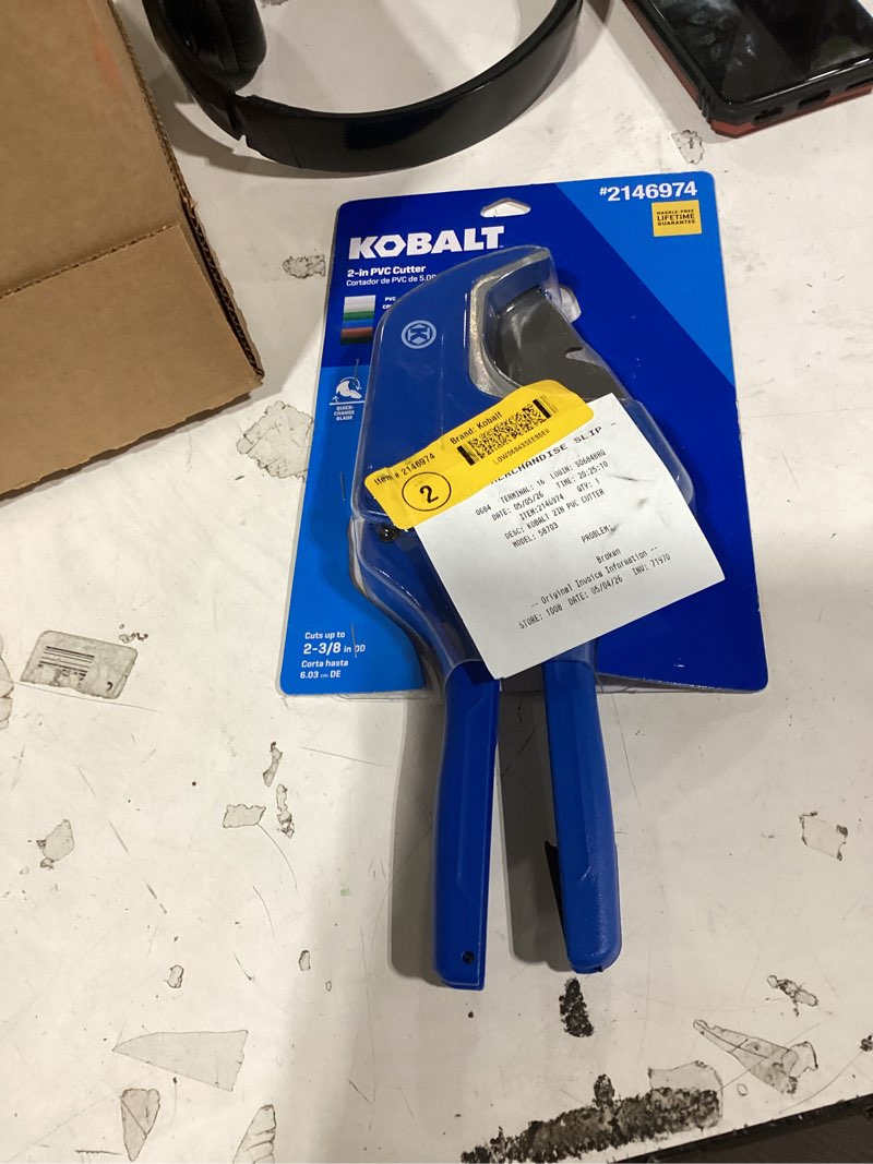 Condition photo showing As Is for kobalt 2-in pvc cutter