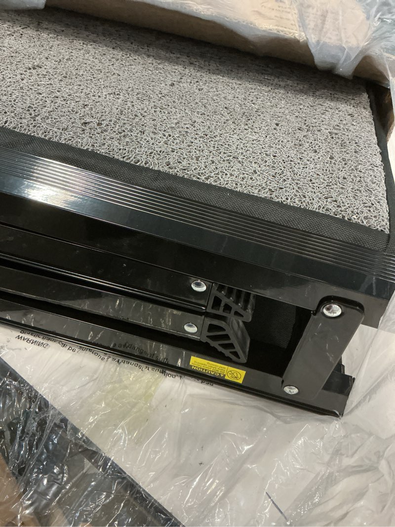 Condition photo showing Good Condition for dog ramp for car 63" x 17", folding pet ramp for large dogs with non-slip rug surface, portable dog car ramp for suv car & truck 63" l x 17.3" w