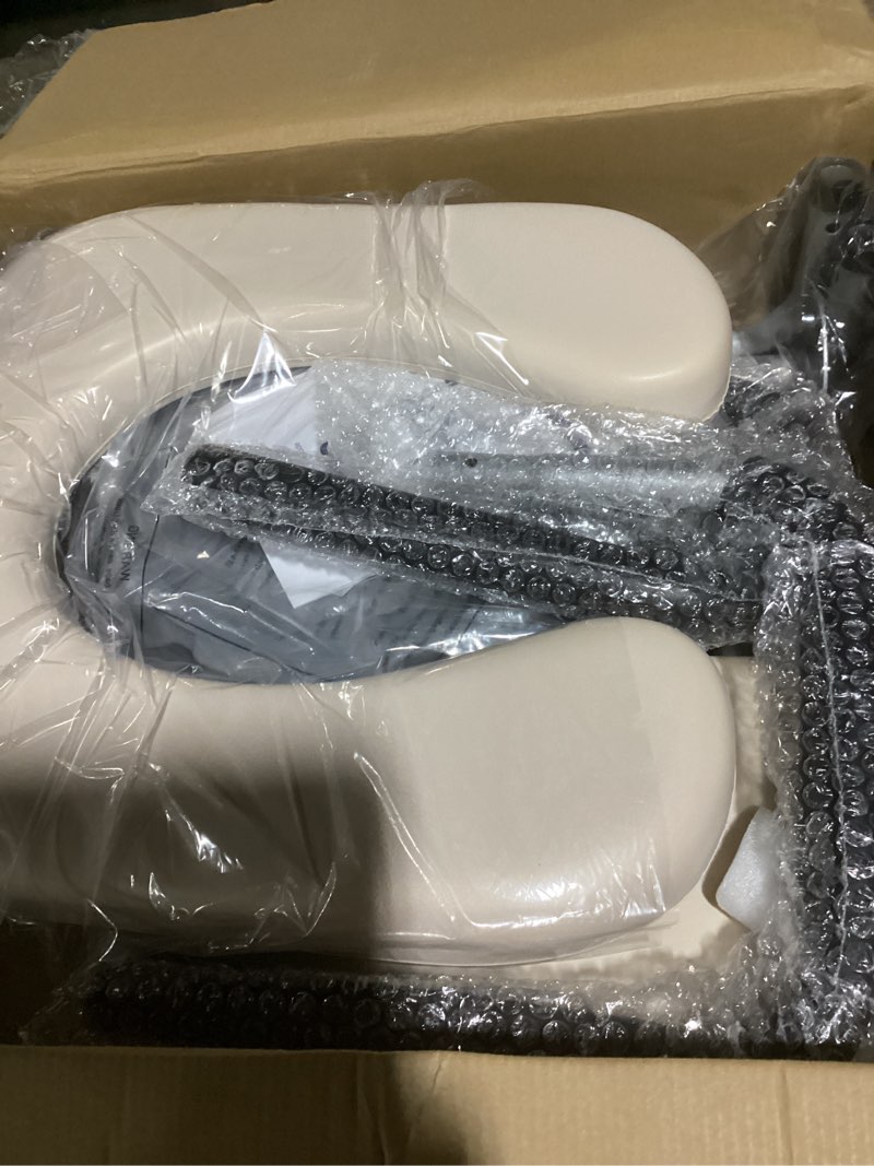 Condition photo showing New/Like New for Drop Arm Bedside Commode, Commode Toilet with Padded Seat and Backrest, 400lbs Capacity, 6.3QT Removable Bucket and Splash Guard, Adjustable Height Portable Toilet for Adults, Beige