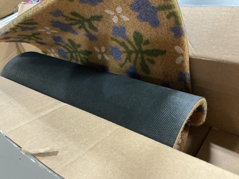 Condition photo showing Good Condition for nuanchu block printed coir doormat, 18x30 inch, spring floral coconut scraper mat with non-slip pvc backing for front door porch entryway outdoor indoor