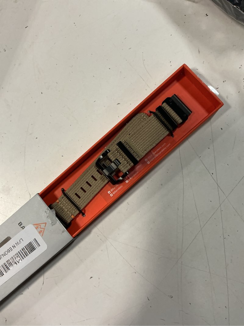 Condition photo showing Good Condition for bandletic rugged nylon soft compatible with garmin 22mm 26mm watch band | soft tactical replacement straps for instinct/fenix/tactix delta/descent/epix/epix pro/enduro/quatix/approach/forerunner/marq khaki 22mm (5.9"-7.9")