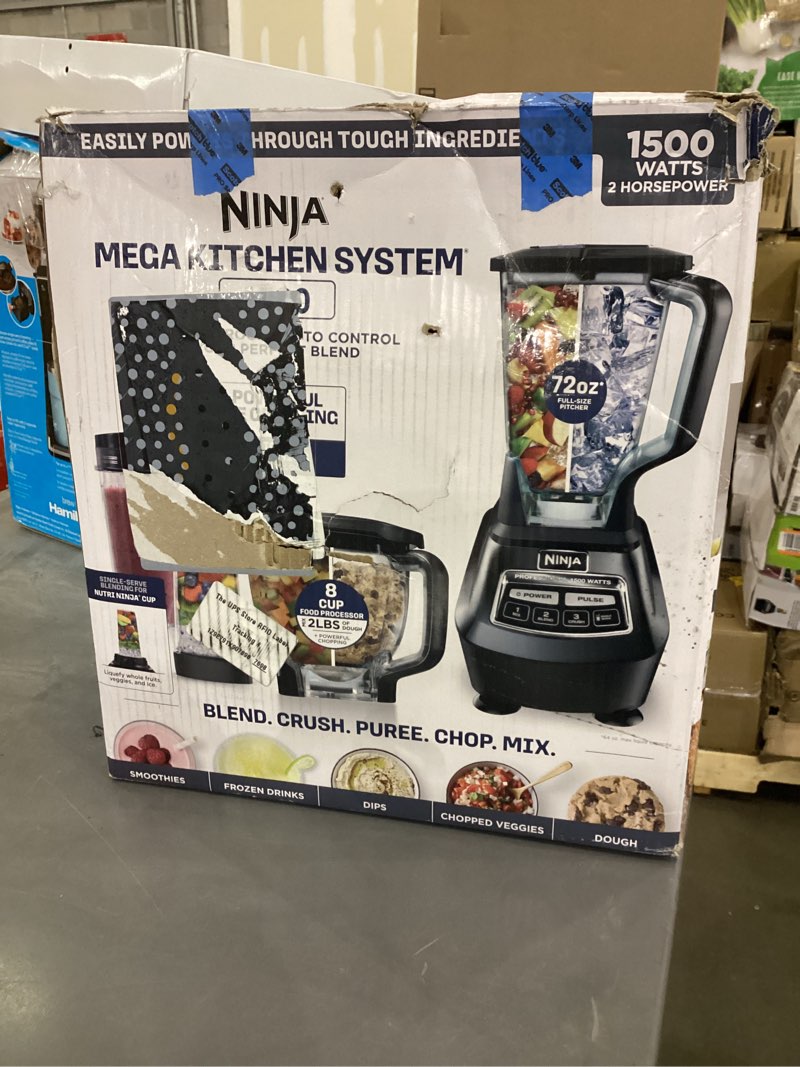 Condition photo showing As Is for Ninja Kitchen System | 8-Cup Food Processor Bowl & 72 oz. Blender All-in-One | With (2) 16 oz. To-Go Cups | For Smoothies, Ice Crushing, Dough & More | 1500 Watt | Black | BL770 Pitcher + Bowl + (2) 16-oz. Cups