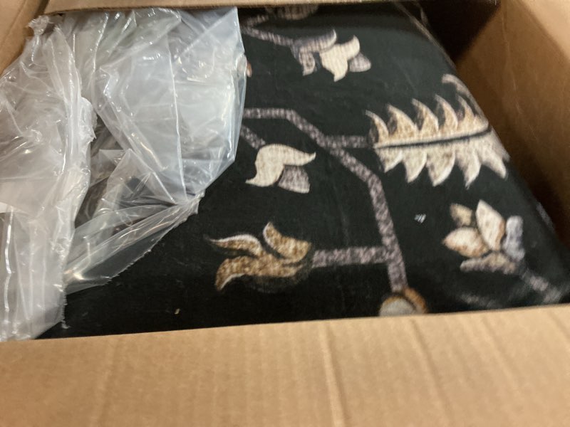 Condition photo showing Good Condition for area rugs 8'x10' washable non-slip, floral vintage distress print pattern medallion carpet for living room bedroom dining room, black brown neutral dark tan black/neutral 8' x 10' (rectangular)
