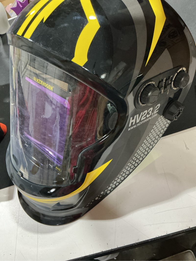 Condition photo showing Good Condition for (similar) arccaptain welding helmet auto darkening, 3.94\"x3.66\" large viewing screen true color welding hood with 4 arc sensor solar powered, wide shade 4-5/5-9/9-13 for arc tig mig welding helmets for men