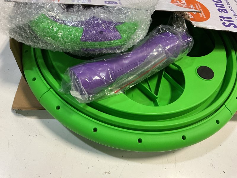Condition photo showing As Is for flooyes dinosaur sit and spin toys for toddlers boys 1 2 3 years old, birthday gift for boys age 2-4 with led lights and music, 360° spin multicolour