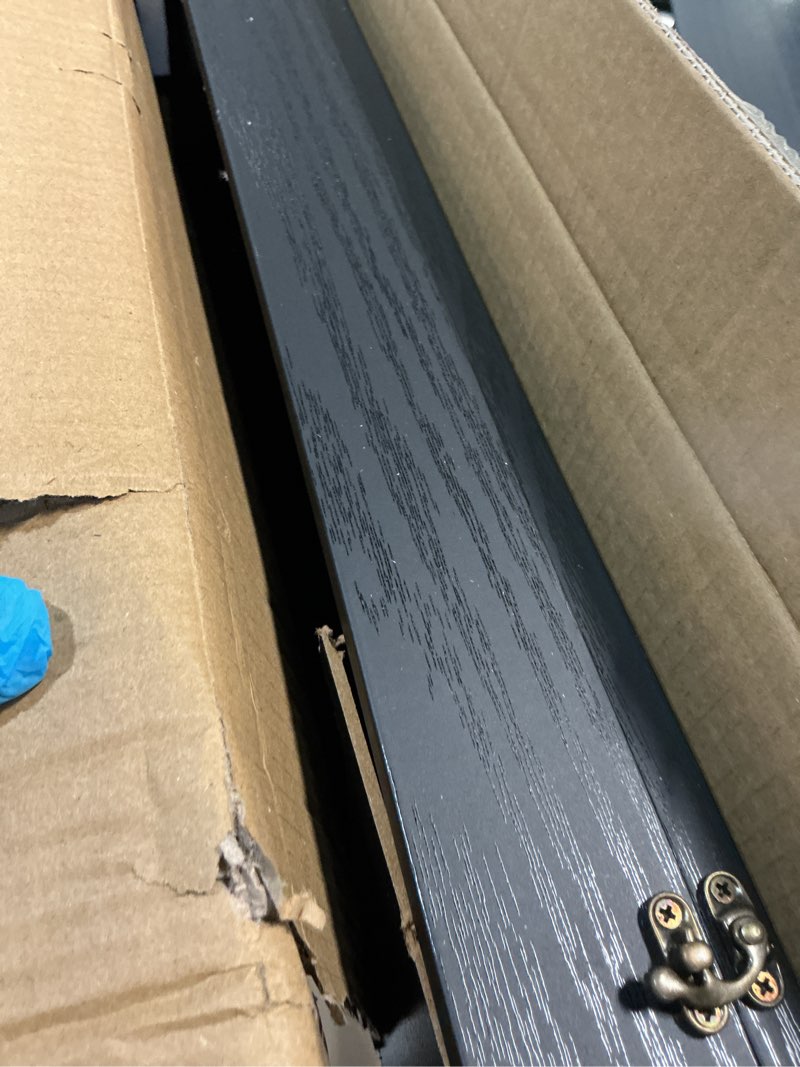 Condition photo showing As Is for GraduatePro Graduation Shadow Box Frame 18x24 Display Case with Linen Back, Plexiglass Window Door with Hinge, Picture Frame Wedding Bouquet Memorabilia Medals Photos Memory Box for Keepsakes Black Rustic Black 18"x24" (45.7x61.0 cm)