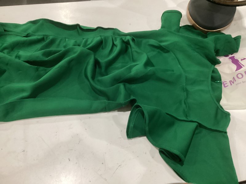 Condition photo showing As Is for memoriesea women's elegant high split ruched bodycon mermaid evening cocktail maxi dress medium green