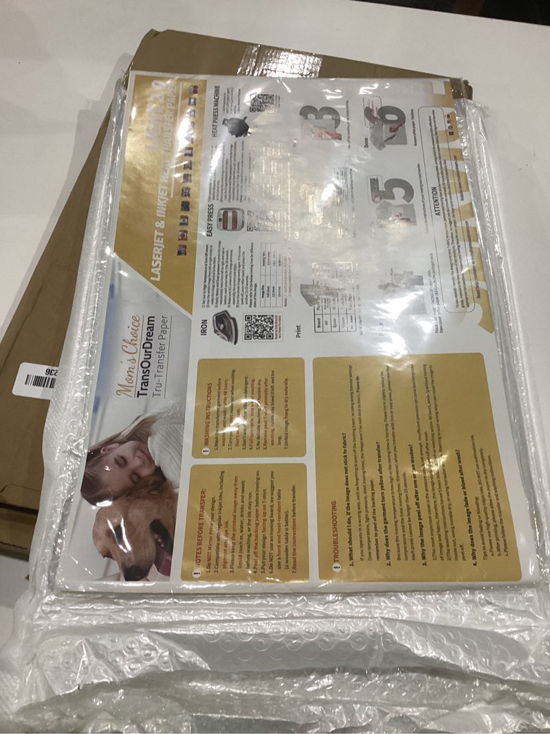 Condition photo showing New/Like New for transourdream iron on heat transfer paper for light t shirts (30 sheets, 11x17", light 2.0) printable htv heat transfer vinyl for inkjet printers iron on transfers for white cotton fabrics light 2.0 30 sheets