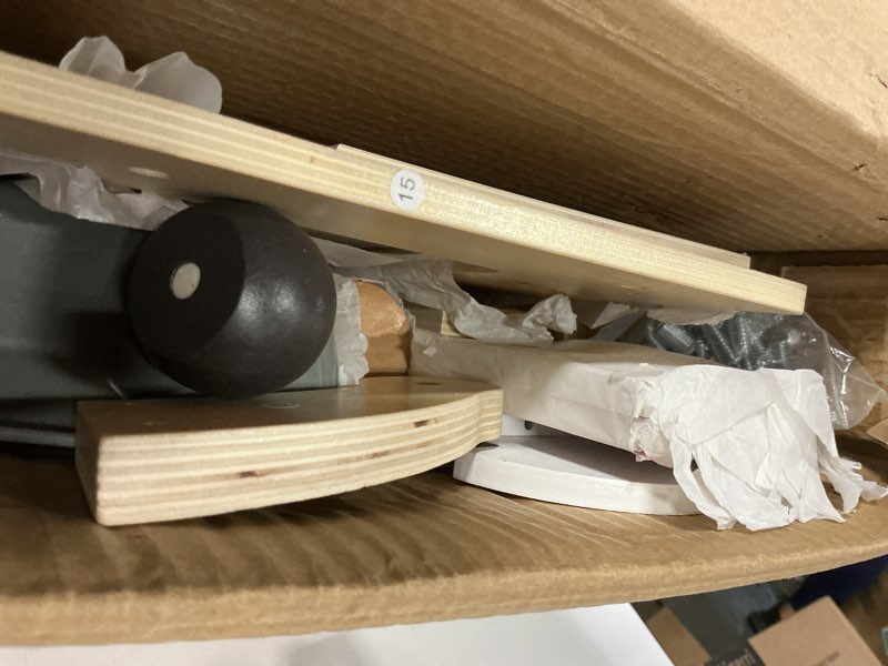 Condition photo showing As Is for labebe Wooden Ice Cream Cart for Kids, Toddler Ice Cream Truck Pull-Along Pretend Play Stand for 3-8Y, Children Role Play ice cream toy Trolley with Blackboard, ringbell, Ice-lolly for 36M+ Girls Boys