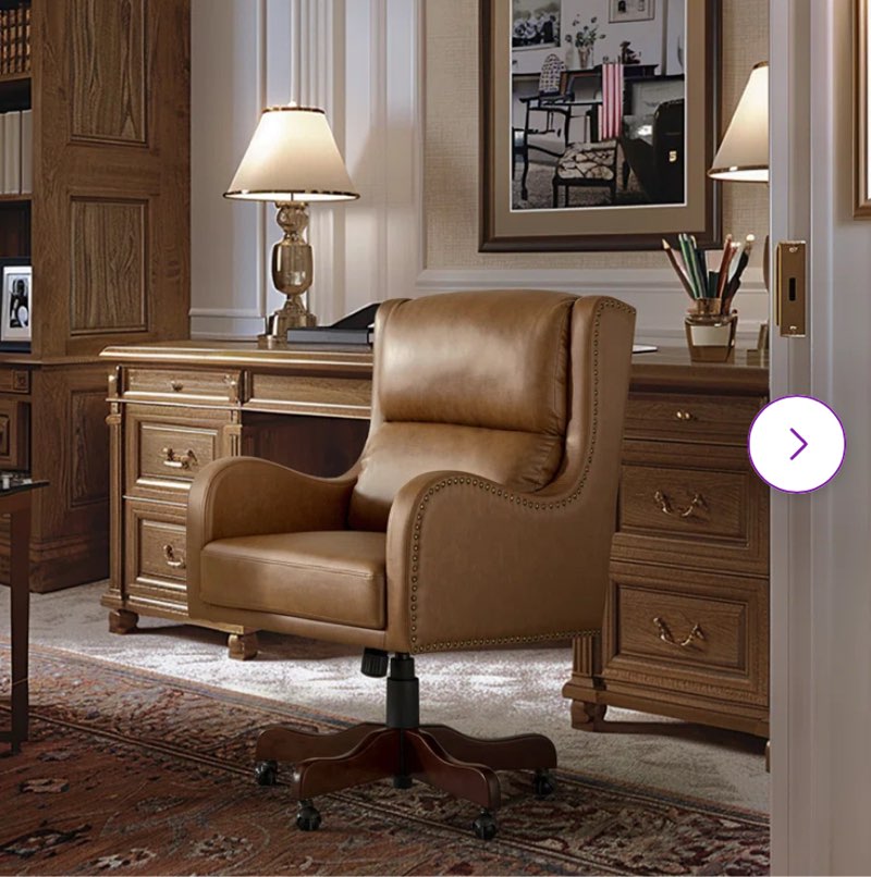 Lundgren 45'' H Vegan Leather Tilting Executive Chair with  Lumbar Support  and Solid Wood Base