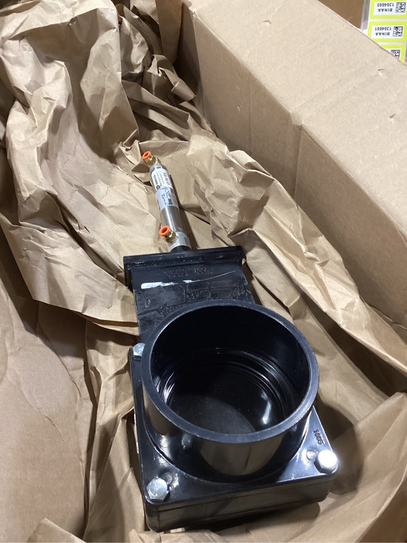 Condition photo showing As Is for Valterra 9307 ABS Gate Valve, Black, 3" FPT, Metal Air Cylinder