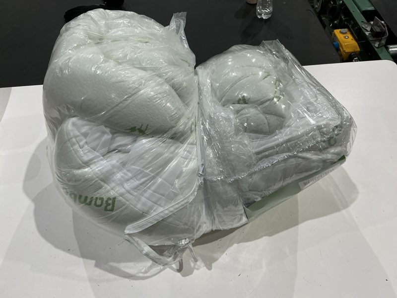 Condition photo showing As Is for ultra soft queen size mattress topper - viscose made from bamboo pillow top mattress pad for back pain relief - naturally cooling for hot sleepers, green green queen