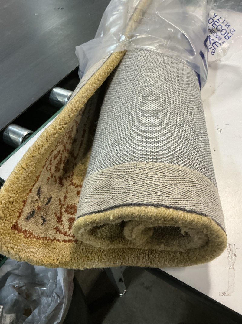 Condition photo showing As Is for SAFAVIEH Anatolia Collection Accent Rug - 2' x 3', Sand & Sand, Handmade Traditional Oriental Wool, Ideal for High Traffic Areas in Entryway, Living Room, Bedroom (AN552A) 2' x 3' (Rectangular) Sand