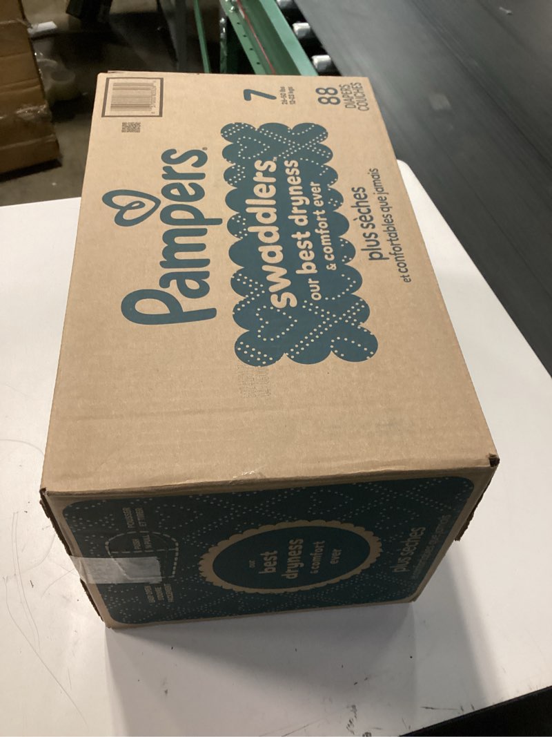 Condition photo showing New/Like New for pampers swaddlers diapers, size 7 (26-50 lbs), 88 count, absorbent, keeps baby dry and comfortable, skin safe disposable baby diaper (packaging may vary) size 7 88