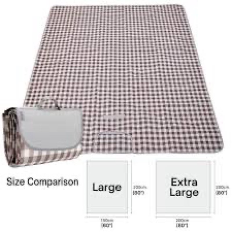 lruuidde extra large picnic blanket beach blankets, outdoor foldable waterproof sand mat for beach camping hiking travel family concerts grass park music festival lawn mats (brown, 80x60inch