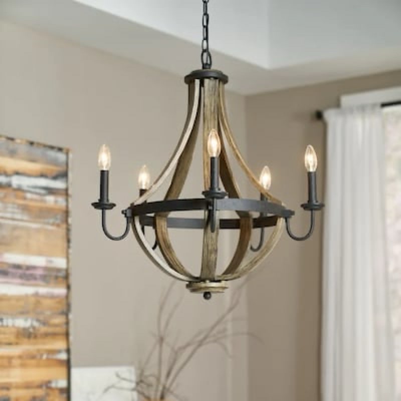kichler merlot 5 -light distressed black mixed material chandelier